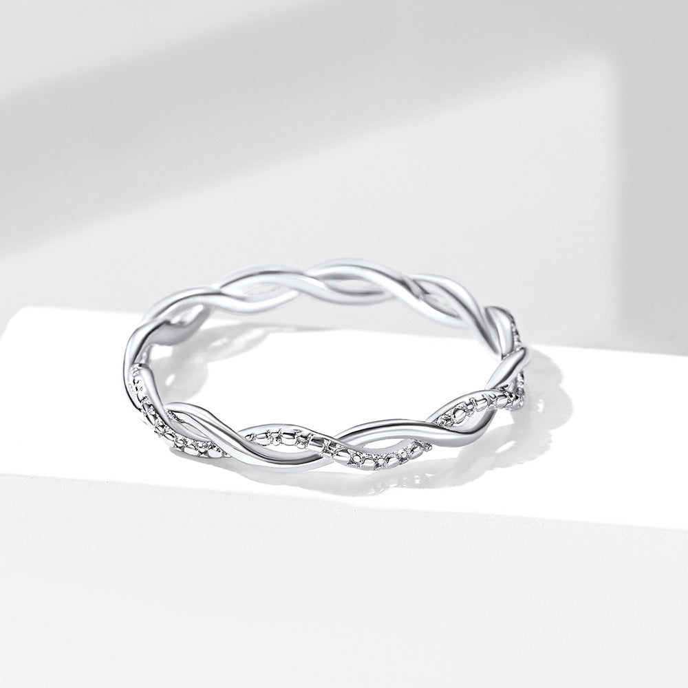 Sterling Silver Cubic Zirconia Twisted Band Ring for Women
