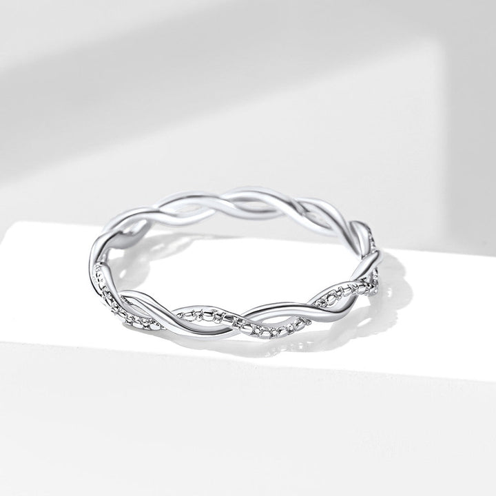 Sterling Silver Cubic Zirconia Twisted Band Ring for Women