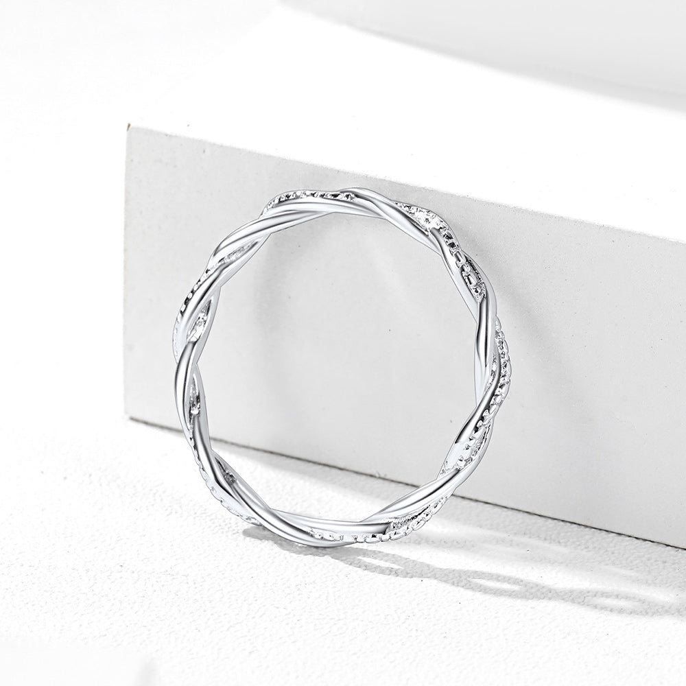Sterling Silver Cubic Zirconia Twisted Band Ring for Women