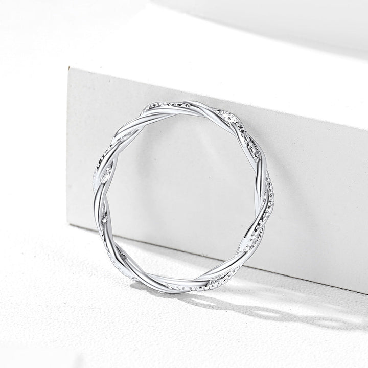 Sterling Silver Cubic Zirconia Twisted Band Ring for Women