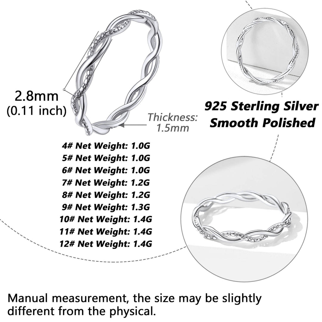 Sterling Silver Cubic Zirconia Twisted Band Ring for Women