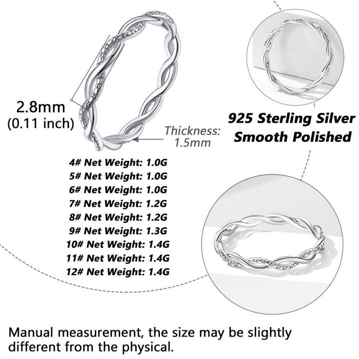 Sterling Silver Cubic Zirconia Twisted Band Ring for Women