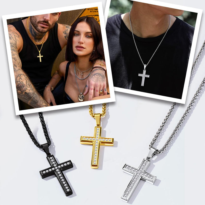 Diamond Cross Pendant Necklace for Men