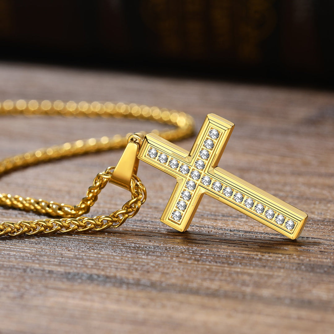 Diamond Cross Pendant Necklace for Men