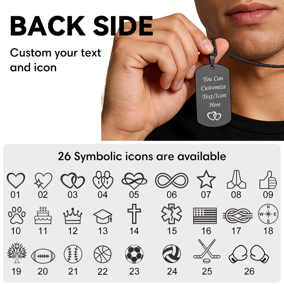 Custom Photo Dog Tag Black Memorial Necklace Gift for Men Women