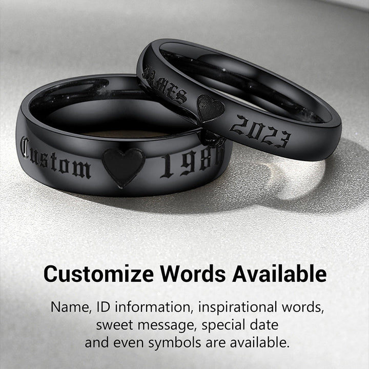 Custom Engraved Matching Promise Rings Set Gift for Couple