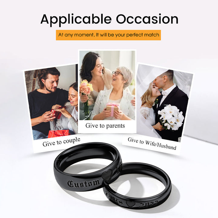 Custom Engraved Matching Promise Rings Set Gift for Couple