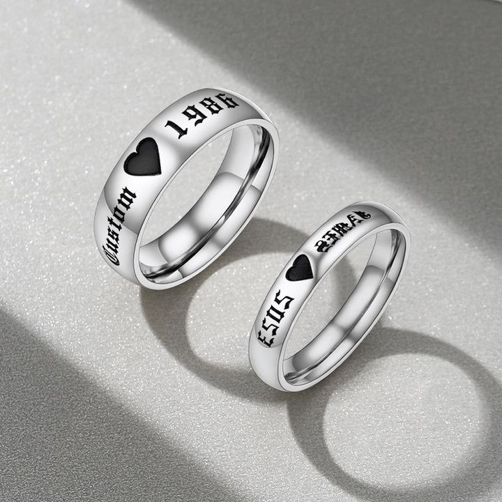 Custom Engraved Matching Promise Rings Set Gift for Couple