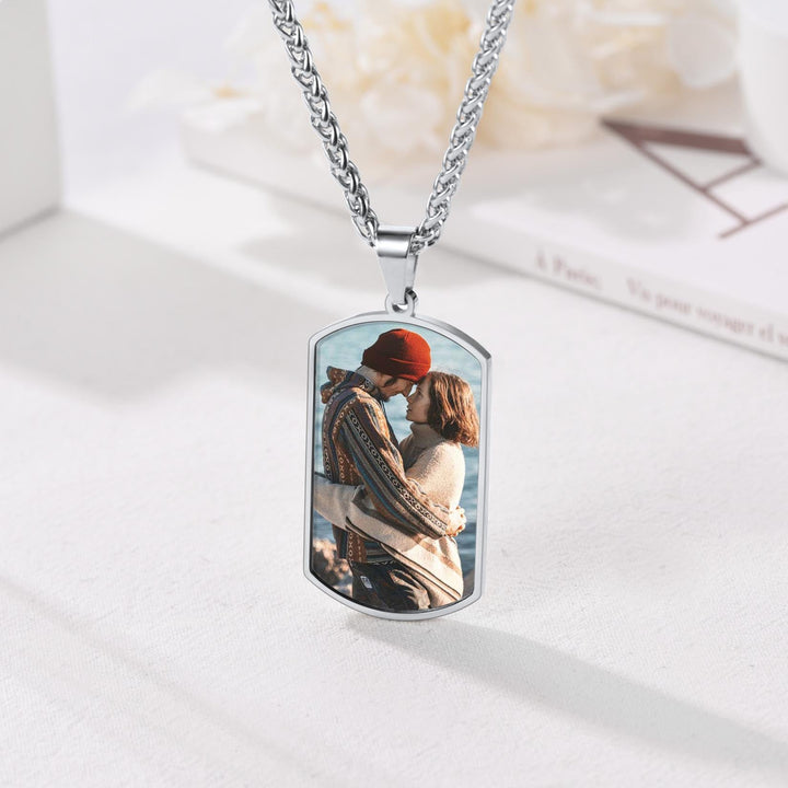 Custom Photo Dog Tag Necklace with Picture For Men Women