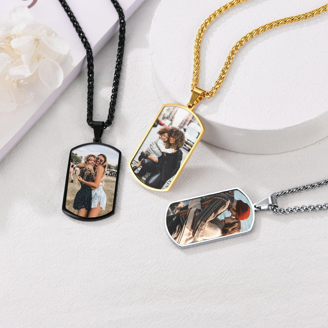 Custom Photo Dog Tag Necklace with Picture For Men Women