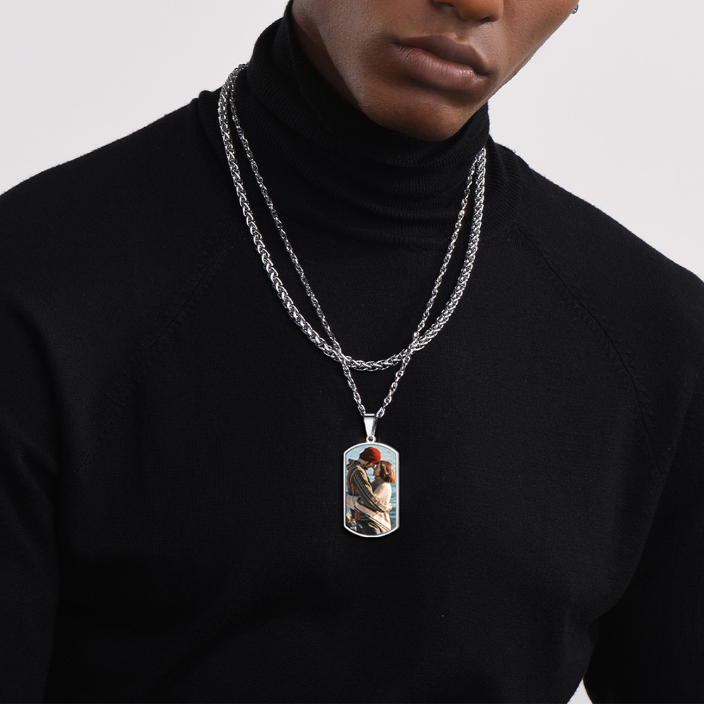 Custom Photo Dog Tag Necklace with Picture For Men Women