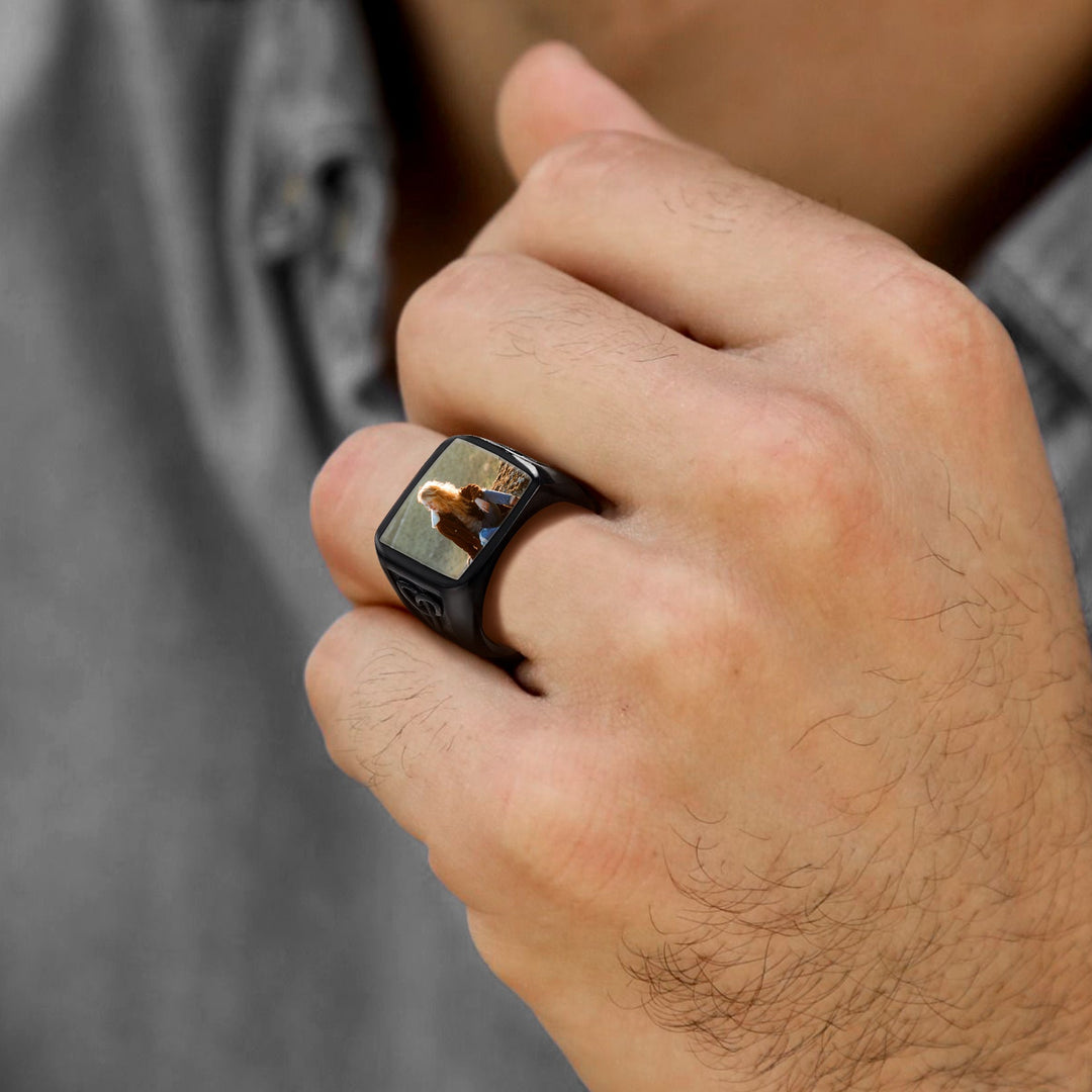 Personalized Custom Photo Ring with Knot for Men