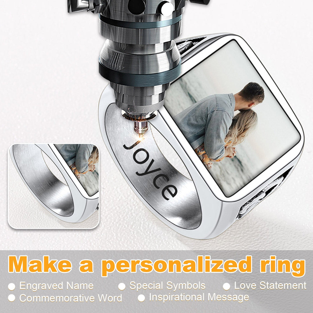 Personalized Custom Photo Ring with Knot for Men