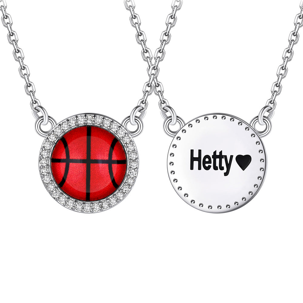 Custom CZ Sports Pendant Necklace with Name Tag for Women Fans Athlete