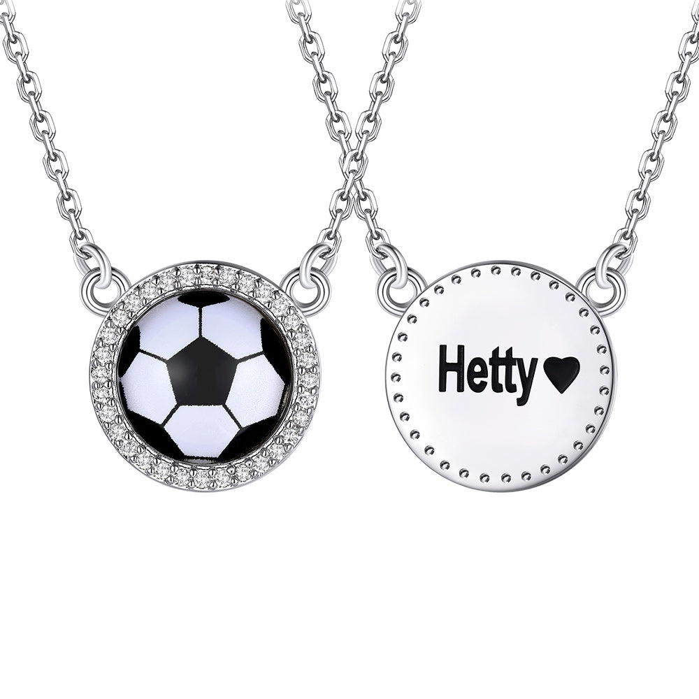 Custom CZ Sports Pendant Necklace with Name Tag for Women Fans Athlete
