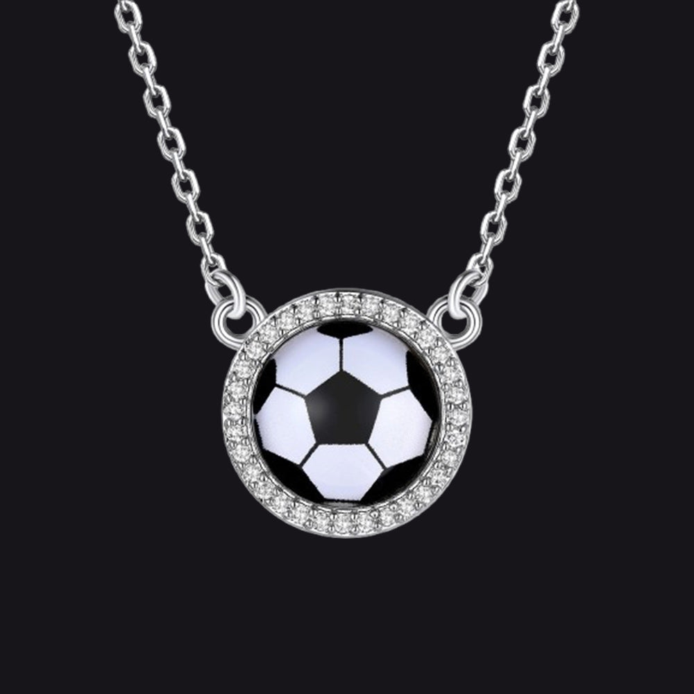 Custom CZ Sports Pendant Necklace with Name Tag for Women Fans Athlete