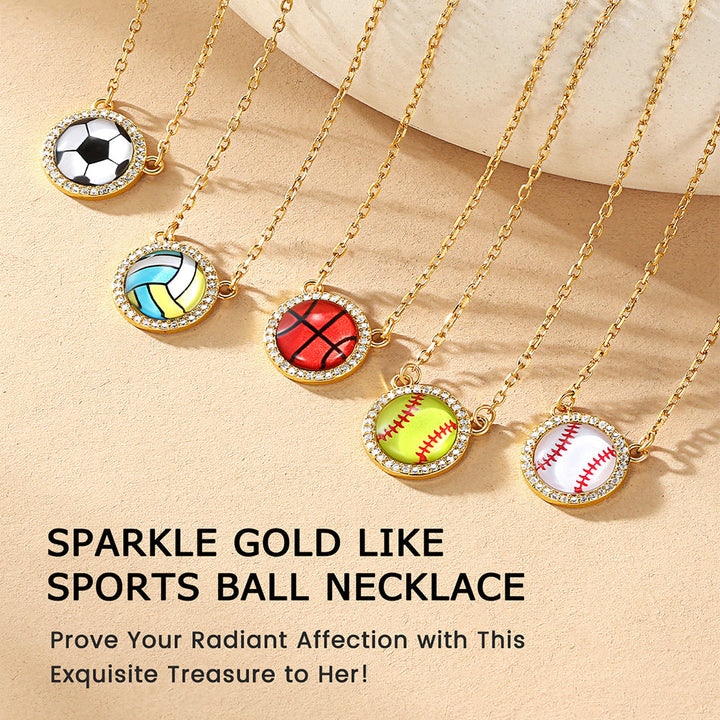 Custom CZ Sports Pendant Necklace with Name Tag for Women Fans Athlete