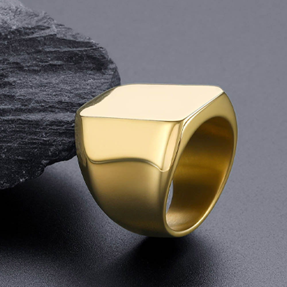Customized Text Chunky Signet Ring for Men Women
