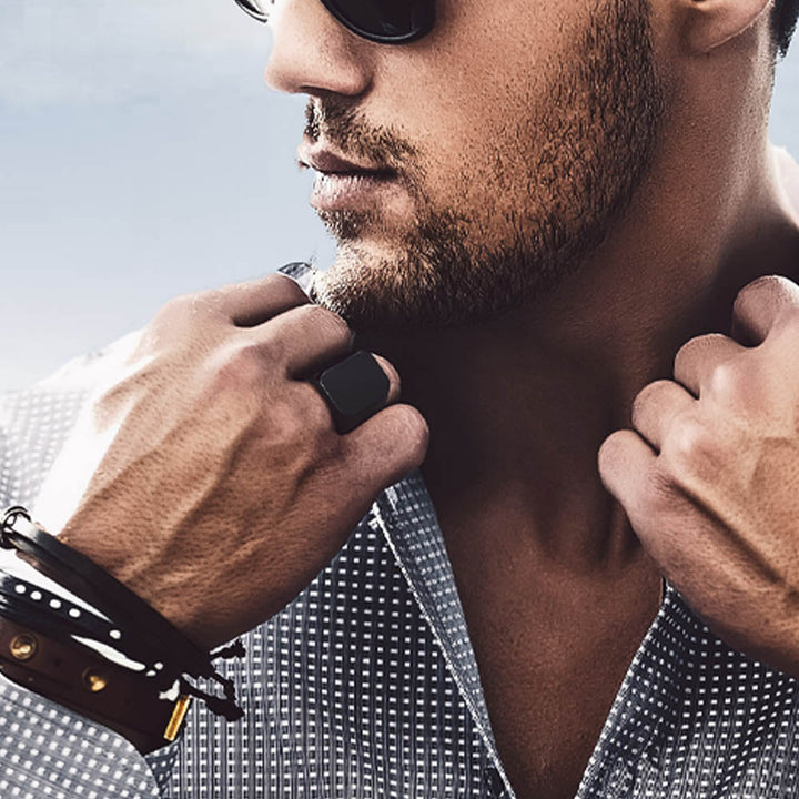 Customized Text Chunky Signet Ring for Men Women