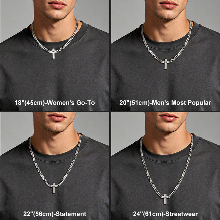 Custom Cross Cuban Link Chain Necklace with Engraved Name for Men 5/7MM