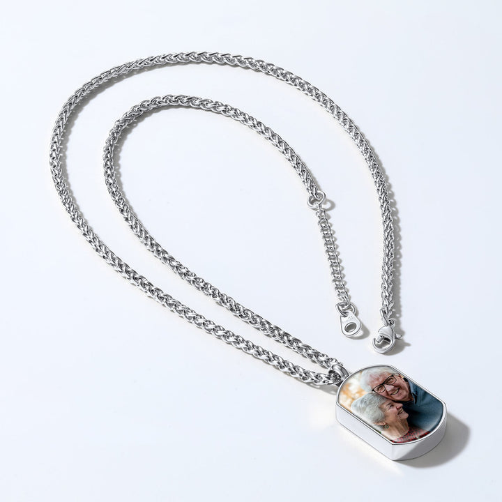 Custom Fingerprint Cremation Picture Urn Dog Tag Necklace