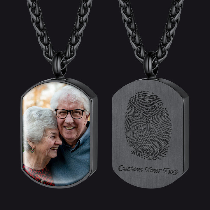 Custom Fingerprint Cremation Picture Urn Dog Tag Necklace