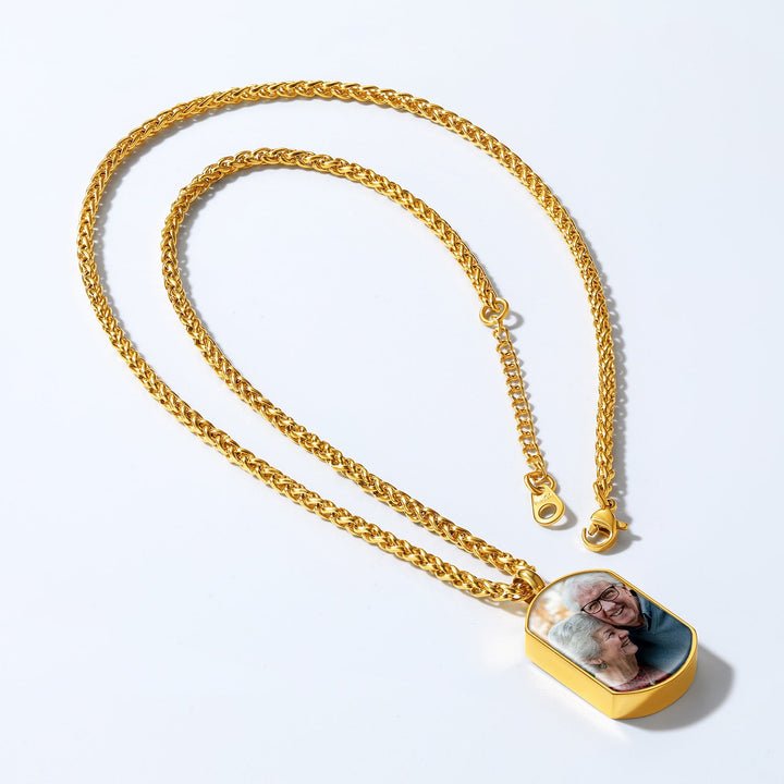 Custom Fingerprint Cremation Picture Urn Dog Tag Necklace