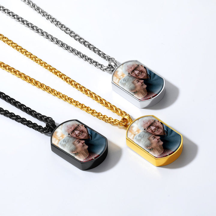 Custom Fingerprint Cremation Picture Urn Dog Tag Necklace
