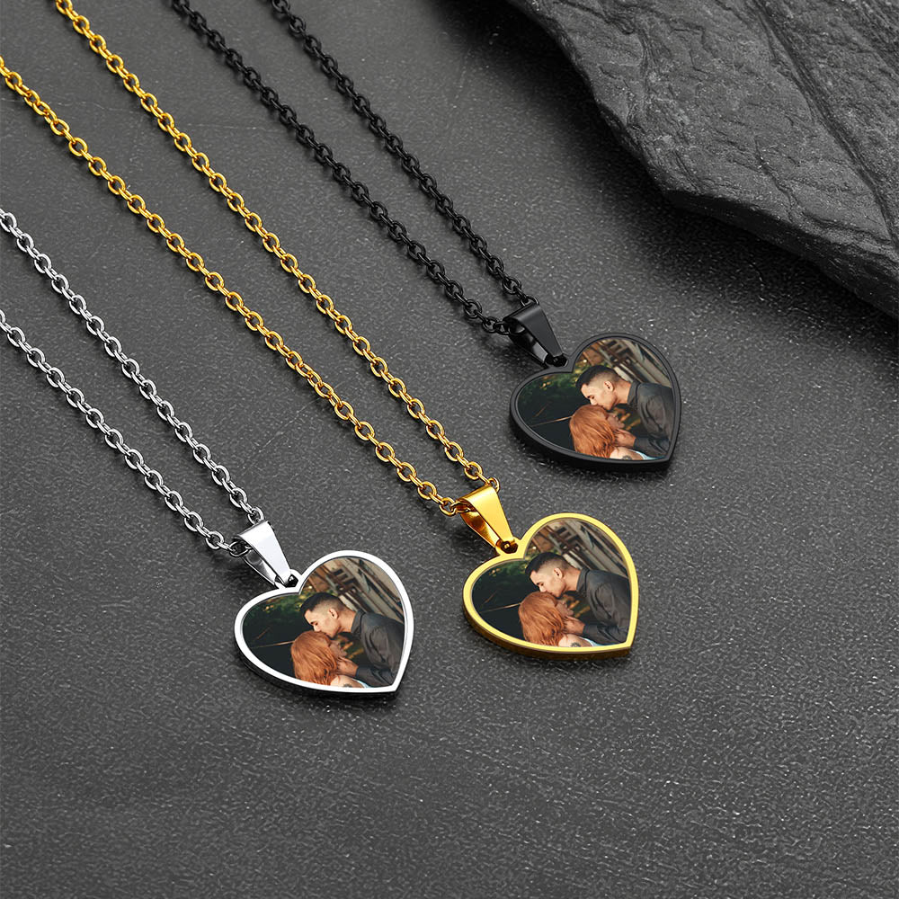 Customized Heart Photo Picture Necklace with Calendar for Women