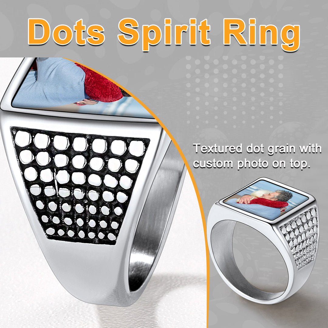Customized Photo Ring Square Engraved Signet Ring for Men