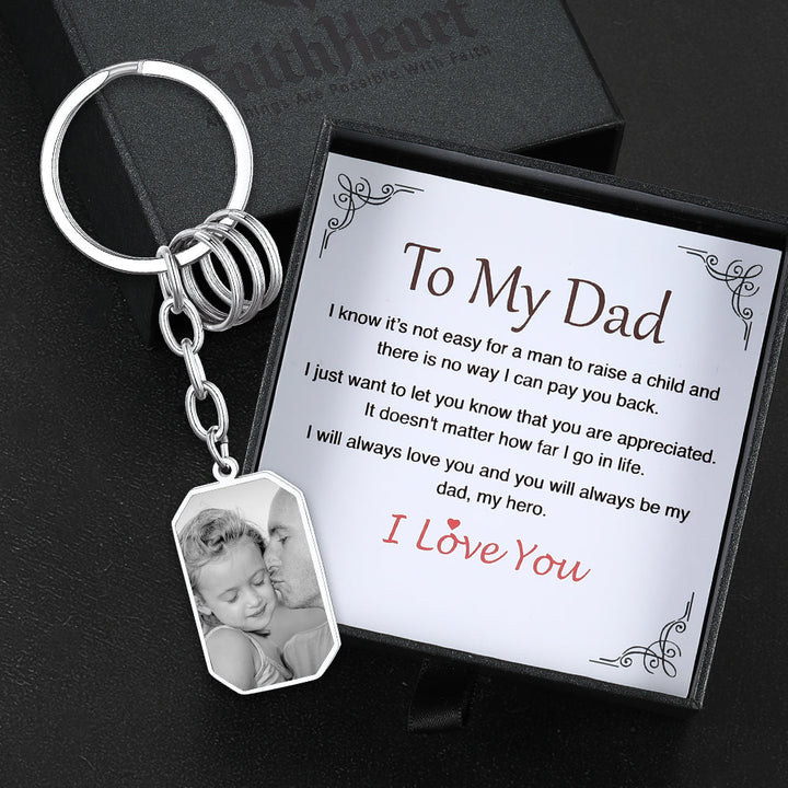 Customized Picture Dog Tag Keychain with Photo for Men Dad Father Day Gift