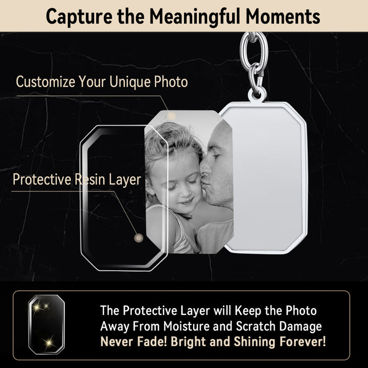 Customized Picture Dog Tag Keychain with Photo for Men Dad Father Day Gift