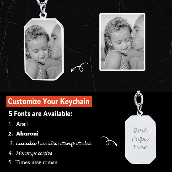 Customized Picture Dog Tag Keychain with Photo for Men Dad Father Day Gift