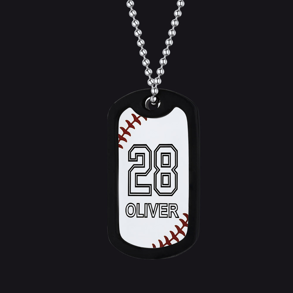Customized Baseball Number Dog Tag Necklace for Men