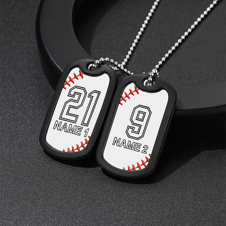Customized Baseball Number Dog Tag Necklace for Men