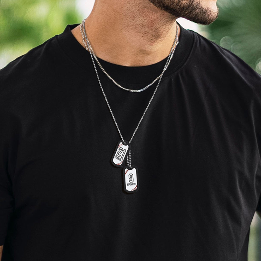 Customized Baseball Number Dog Tag Necklace for Men