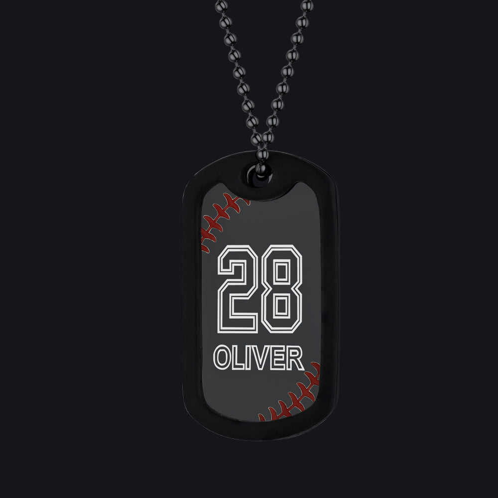 Customized Baseball Number Dog Tag Necklace for Men