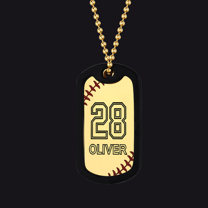 Customized Baseball Number Dog Tag Necklace for Men