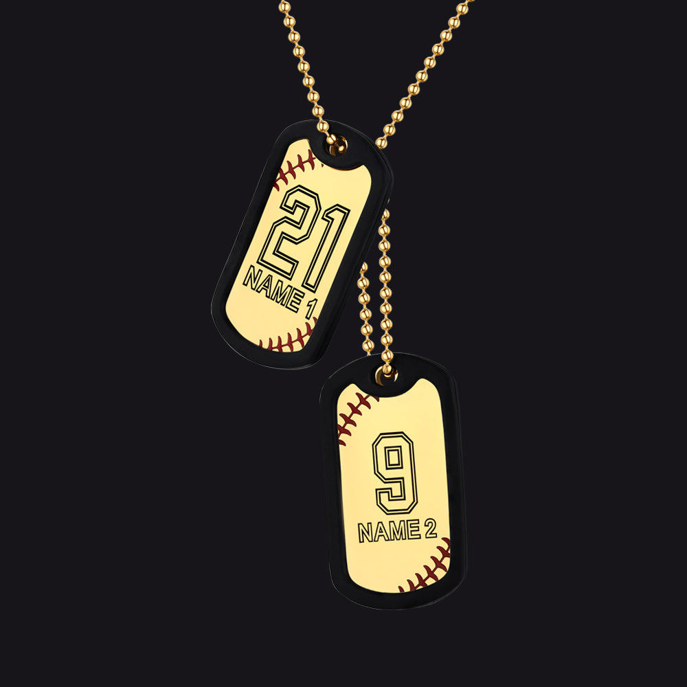 Customized Baseball Number Dog Tag Necklace for Men
