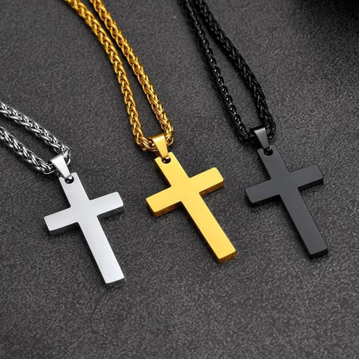Stainless Steel Cross Pendant Necklace For Men