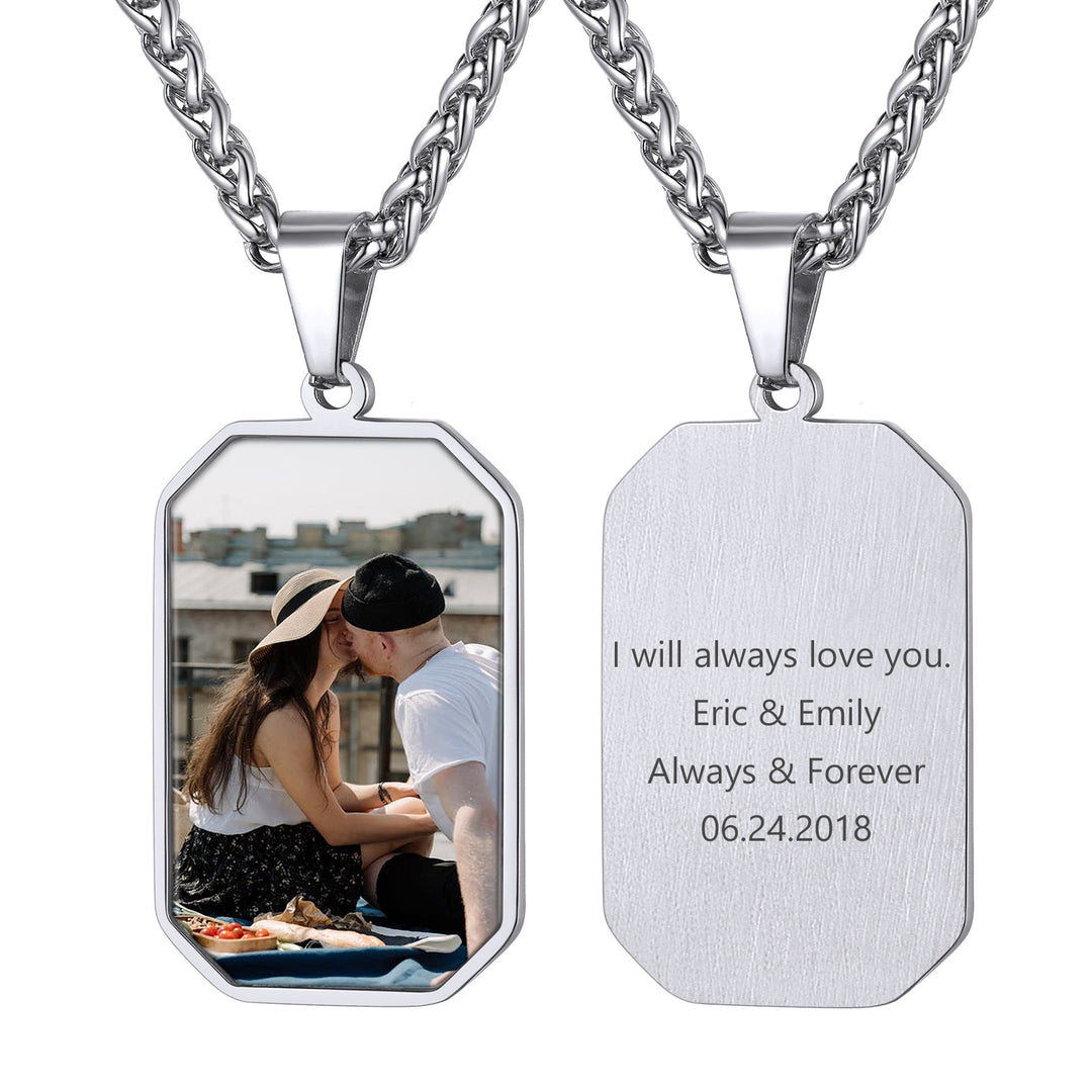 Customized Engraved Photo Dog Tag Necklace for Men/Women