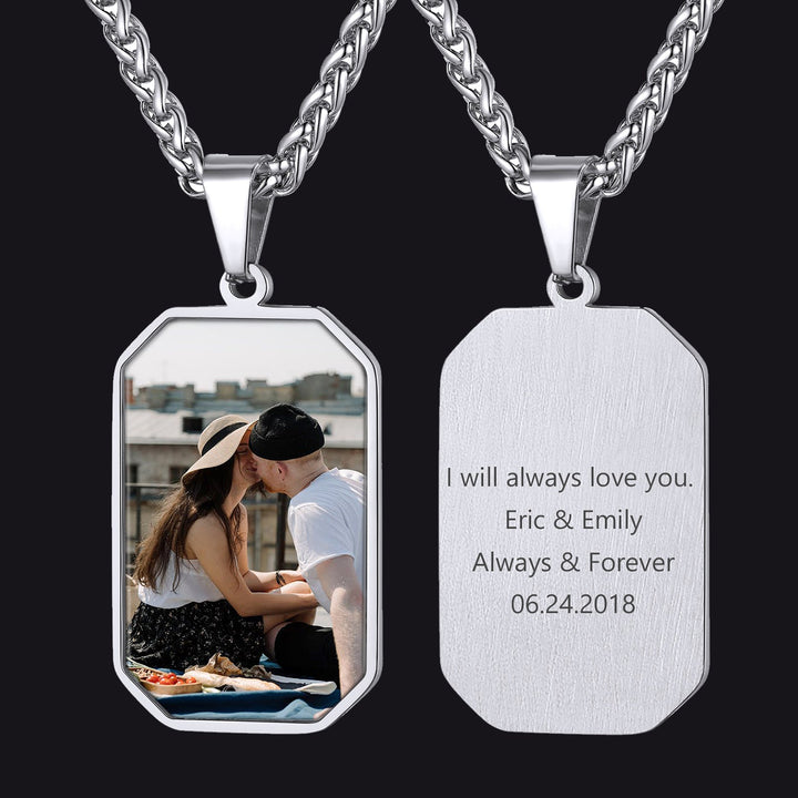 Customized Engraved Photo Dog Tag Necklace for Men/Women