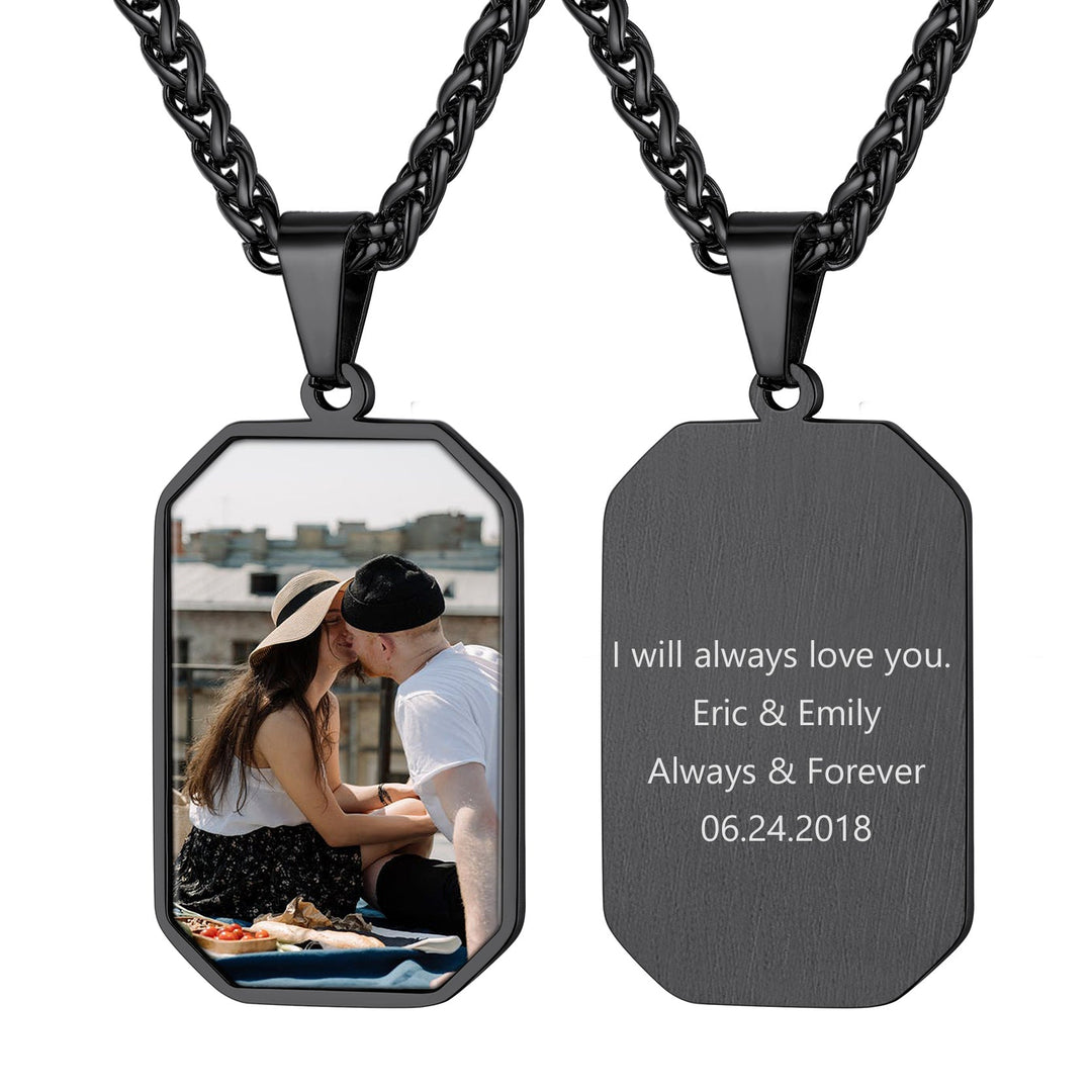 Customized Engraved Photo Dog Tag Necklace for Men/Women