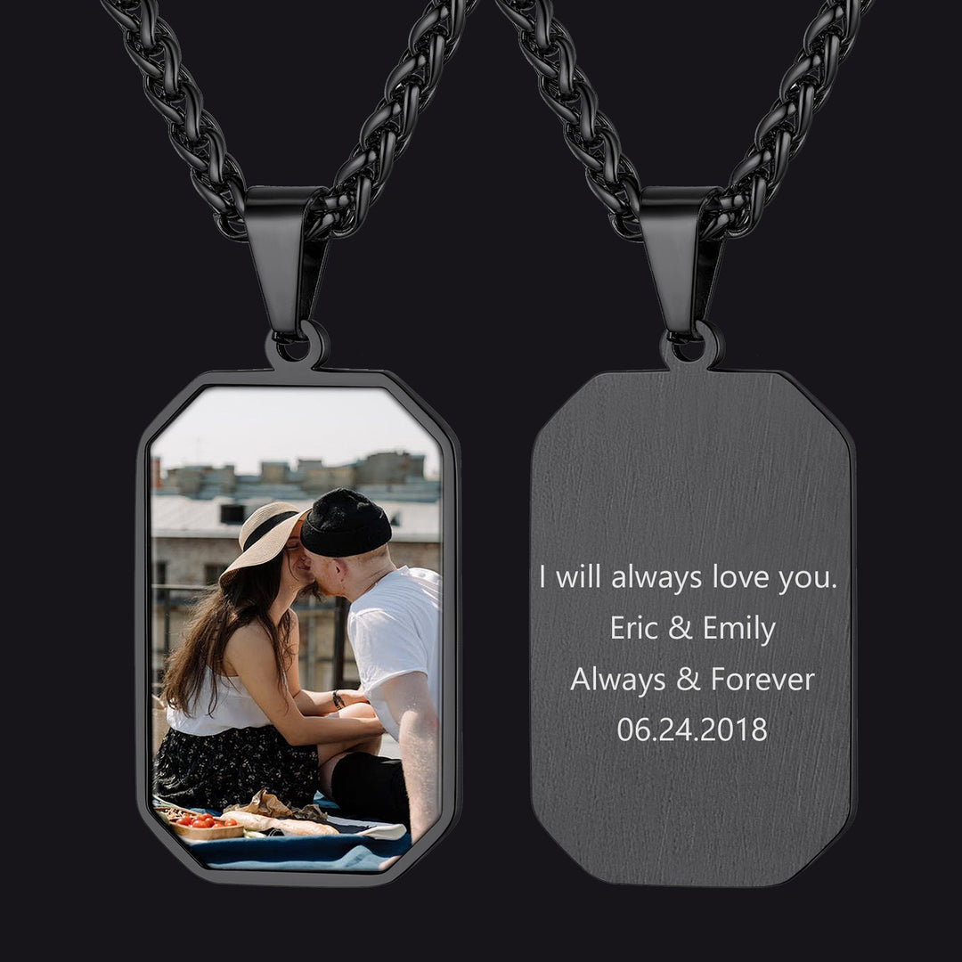 Customized Engraved Photo Dog Tag Necklace for Men/Women