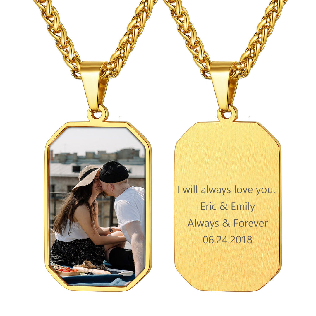 Customized Engraved Photo Dog Tag Necklace for Men/Women