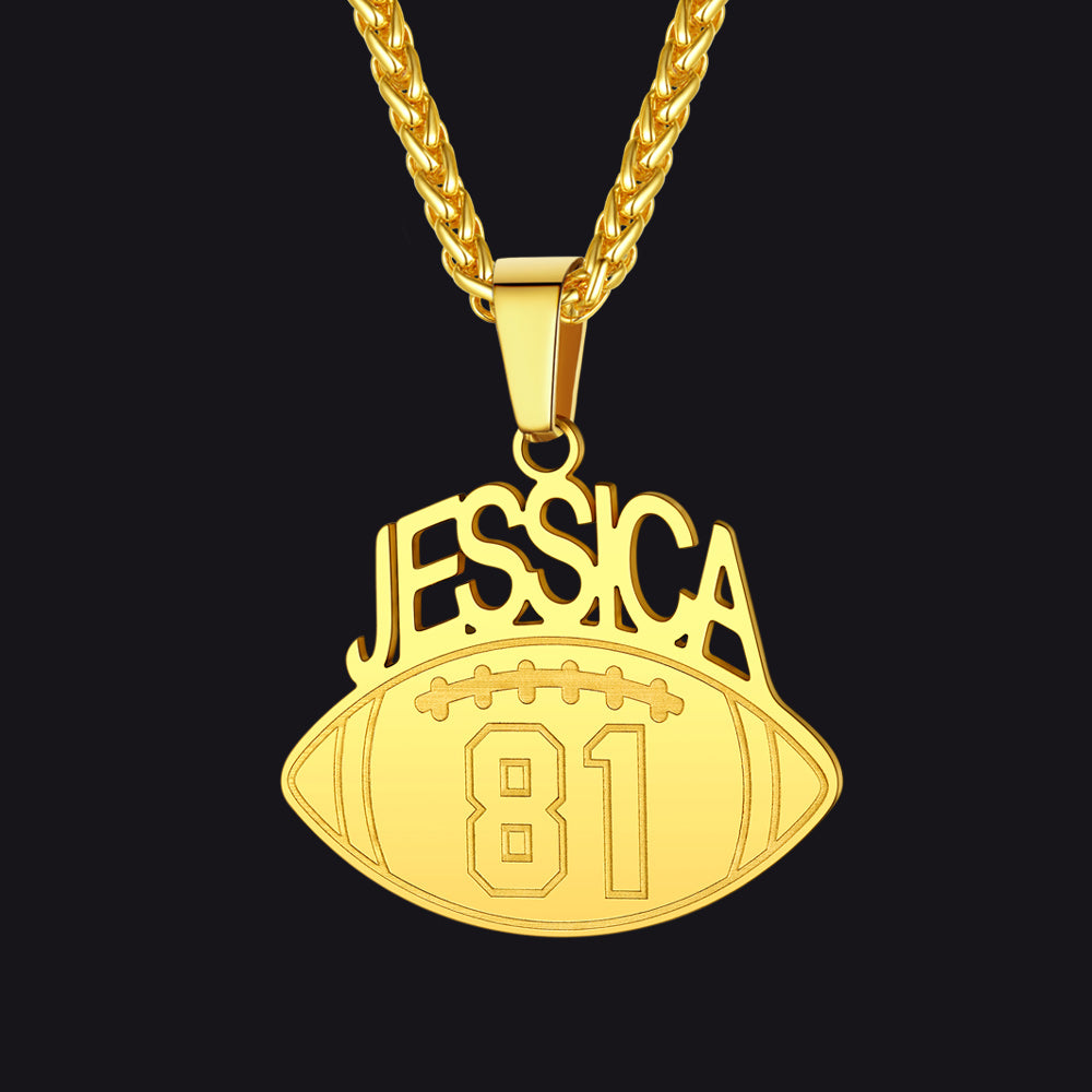 Custom Sports Necklace Name Tag with Jersey Number for Fans Athlete