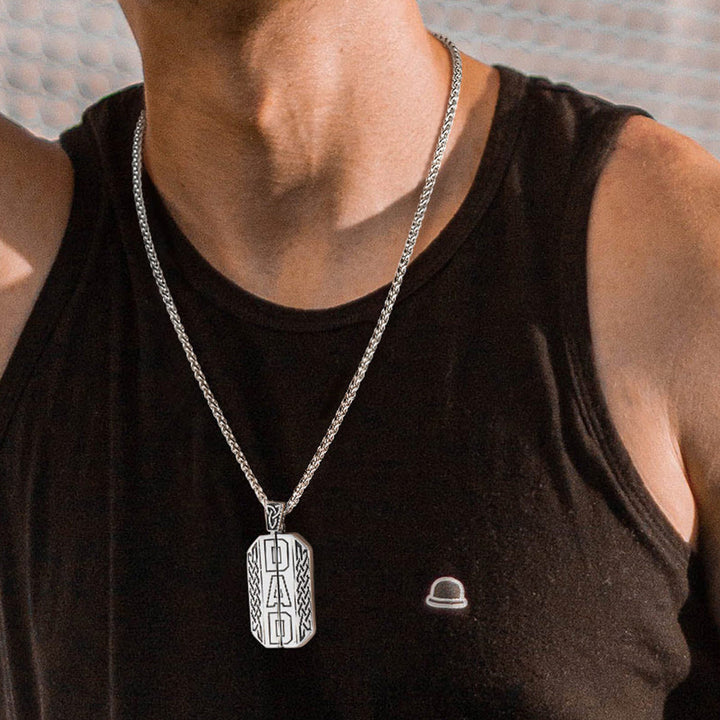 Custom Picture Open Locket Dog Tag Necklace with Viking Rune for Dad