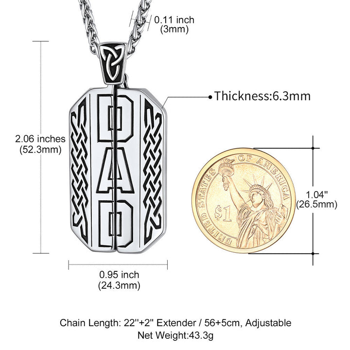 Custom Picture Open Locket Dog Tag Necklace with Viking Rune for Dad
