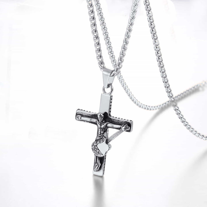Guitar Jesus Cross Necklace Pendant for Men