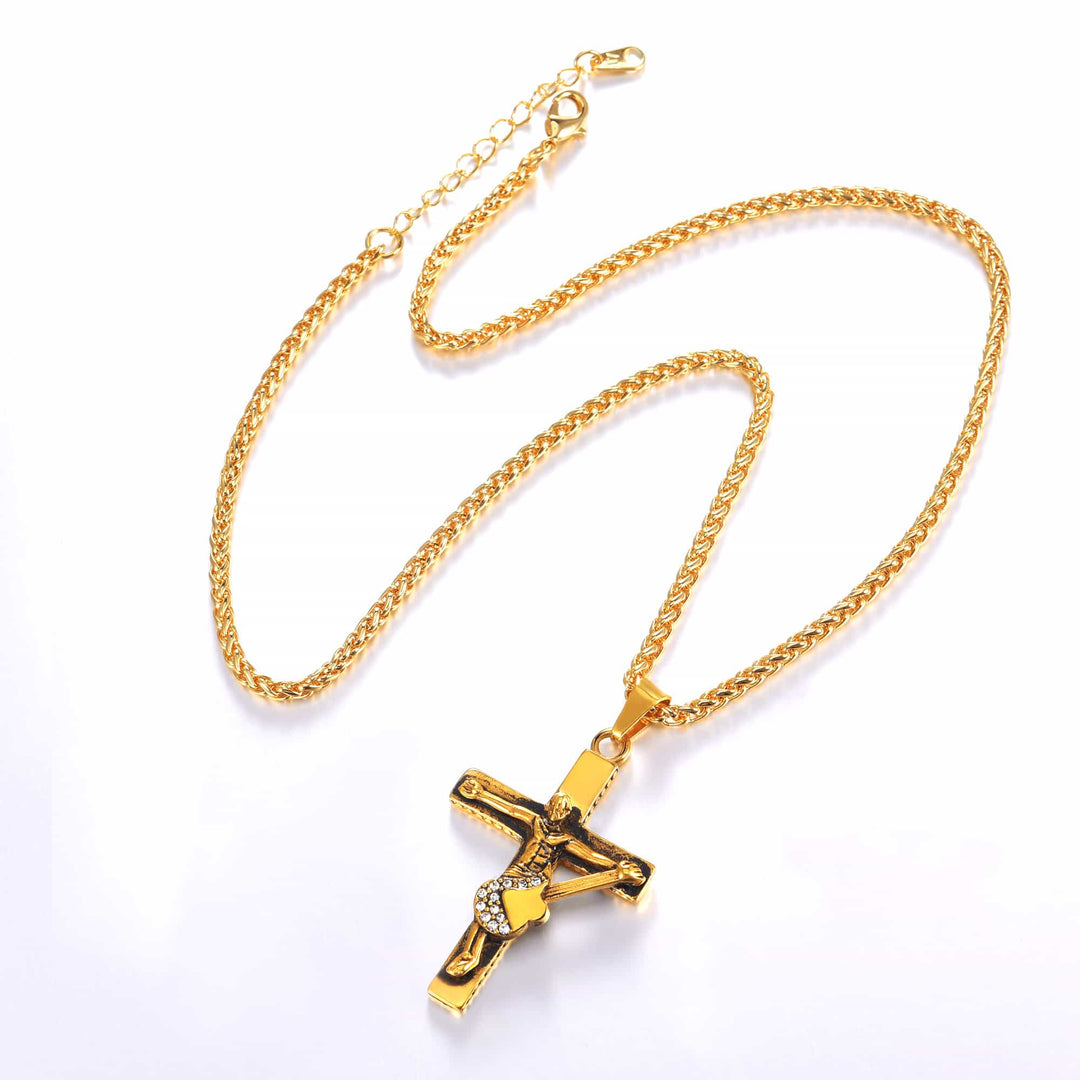 Guitar Jesus Cross Necklace Pendant for Men